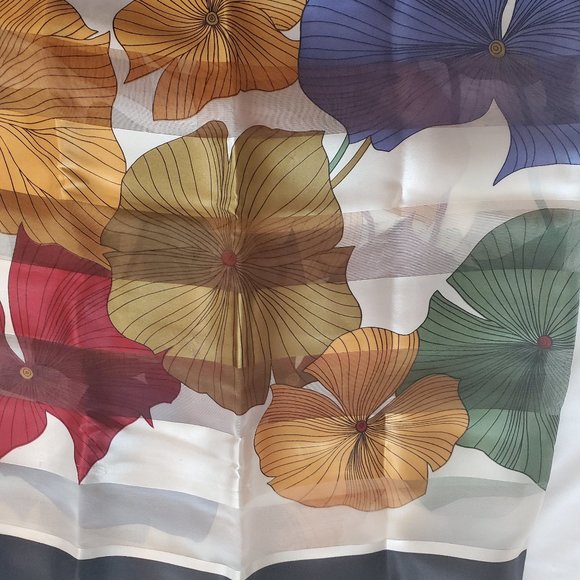 VTG ART SCARF SILKY ALL OVER ABSTRACT FLORAL - Picture 9 of 12